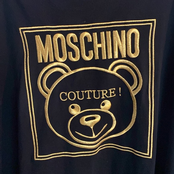 Moschino Dresses & Skirts - Moschino couture tee shirt mini dress with gold embroidered bear logo ~ rare